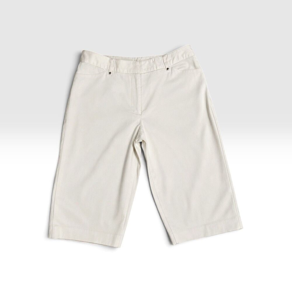 Spanner Bermuda Shorts Womens 8 White Stretch Cotton Mid Rise 28x14 Bermuda